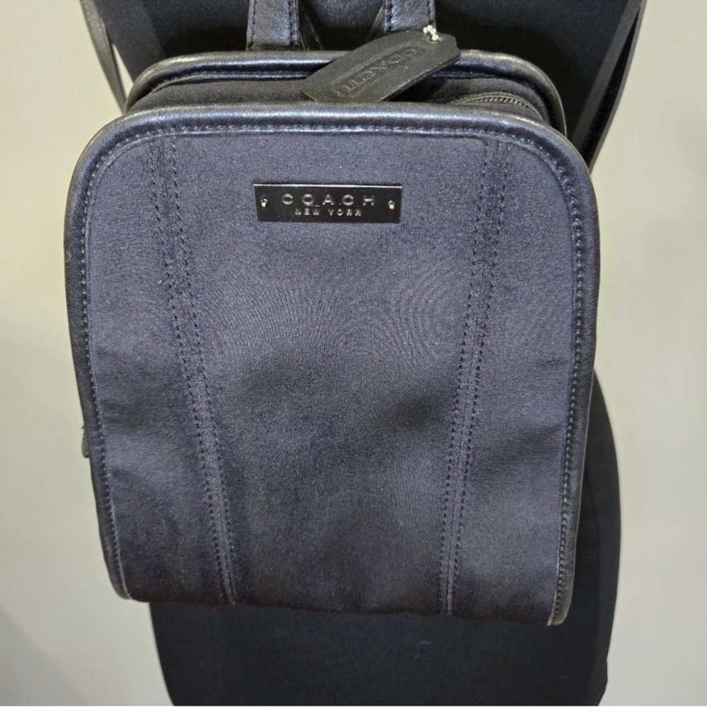 🐢 Coach Vintage Y2K Neoprene and Leather Backpack Black Women's  6215